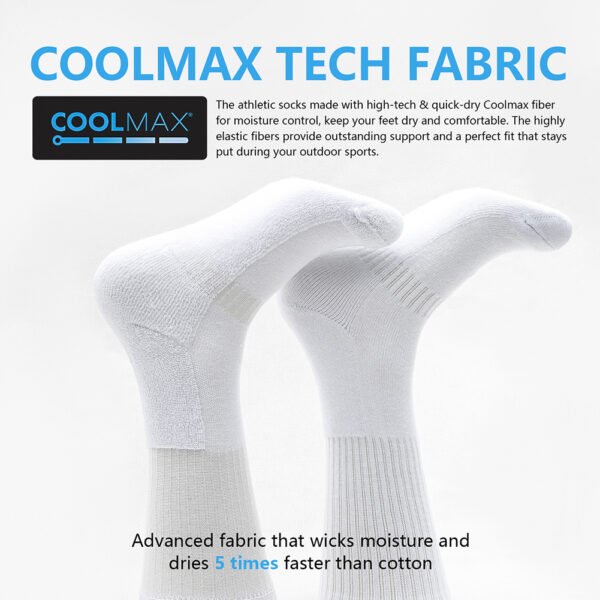 Unisex Athletic Socks Coolmax Cushioned Socks, 4-Pack